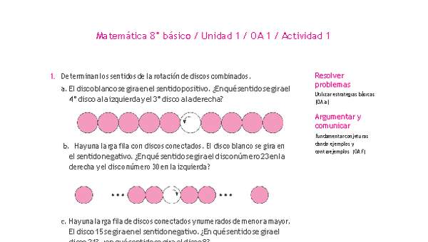 Matemática 8° básico -Unidad 1-OA 1-Actividad 1 Matemática 8° básico -Unidad 1-OA 1-Actividad 1