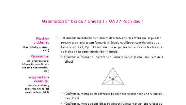 Matemática 8° básico -Unidad 1-OA 3-Actividad 1 Matemática 8° básico -Unidad 1-OA 3-Actividad 1