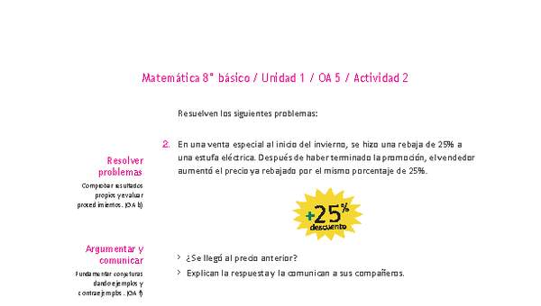Matemática 8° básico -Unidad 1-OA 5-Actividad 2 Matemática 8° básico -Unidad 1-OA 5-Actividad 2