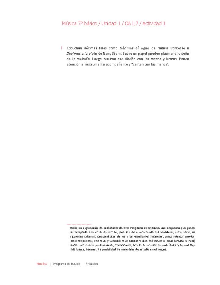 Música 7° básico-Unidad 1-OA1;7-Actividad 1 Música 7° básico-Unidad 1-OA1;7-Actividad 1