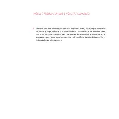 Música 7° básico-Unidad 1-OA1;7-Actividad 2 Música 7° básico-Unidad 1-OA1;7-Actividad 2