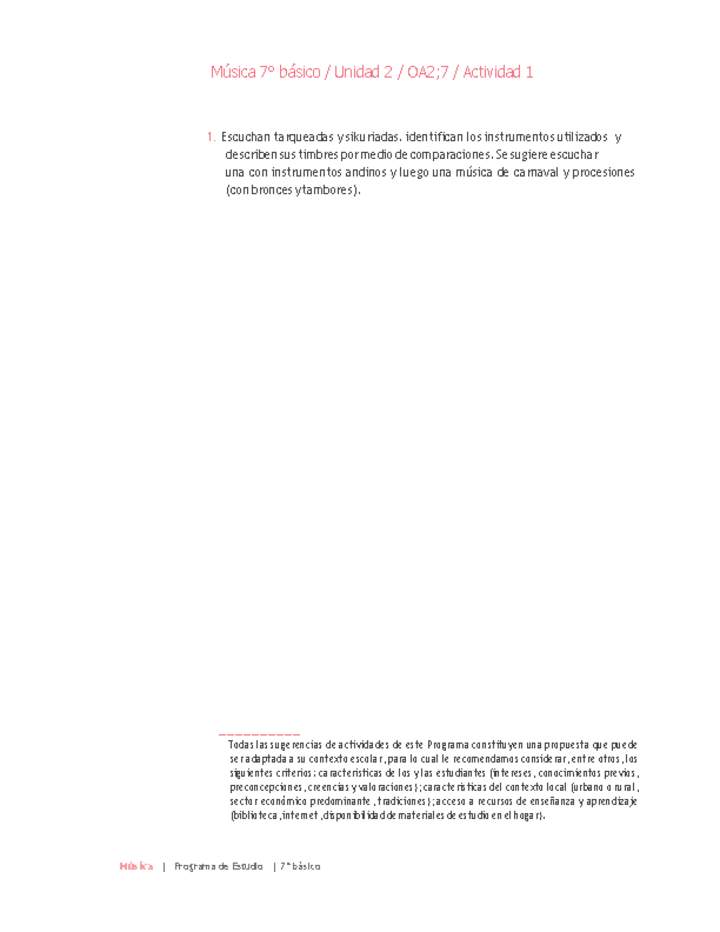 Música 7° básico-Unidad 2-OA2;7-Actividad 1 Música 7° básico-Unidad 2-OA2;7-Actividad 1