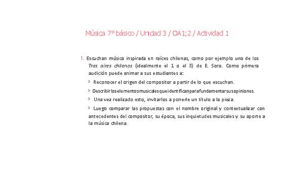 Música 7° básico-Unidad 3-OA1;2-Actividad 1 Música 7° básico-Unidad 3-OA1;2-Actividad 1