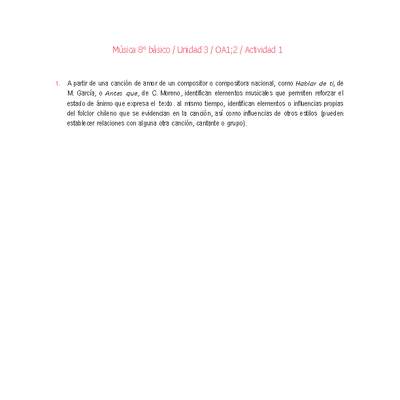 Música 8° básico-Unidad 3-OA1;2-Actividad 1 Música 8° básico-Unidad 3-OA1;2-Actividad 1
