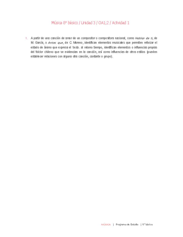 Música 8° básico-Unidad 3-OA1;2-Actividad 1 Música 8° básico-Unidad 3-OA1;2-Actividad 1