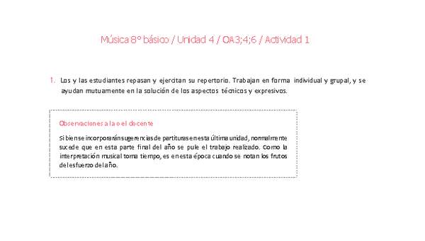 Música 8° básico-Unidad 4-OA3;4;6-Actividad 1 Música 8° básico-Unidad 4-OA3;4;6-Actividad 1