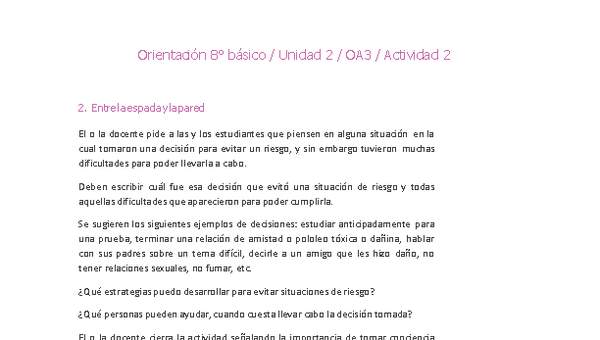 Orientación 8° básico-Unidad 2-OA3-Actividad 2 Orientación 8° básico-Unidad 2-OA3-Actividad 2