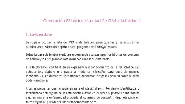 Orientación 8° básico-Unidad 2-OA4-Actividad 1 Orientación 8° básico-Unidad 2-OA4-Actividad 1