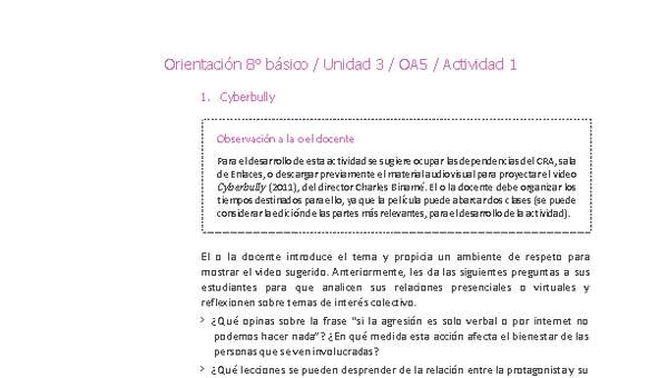 Orientación 8° básico-Unidad 3-OA5-Actividad 1 Orientación 8° básico-Unidad 3-OA5-Actividad 1