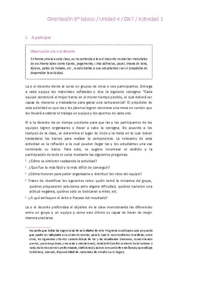 Orientación 8° básico-Unidad 4-OA7-Actividad 1 Orientación 8° básico-Unidad 4-OA7-Actividad 1