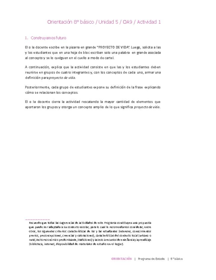 Orientación 8° básico-Unidad 5-OA9-Actividad 1 Orientación 8° básico-Unidad 5-OA9-Actividad 1