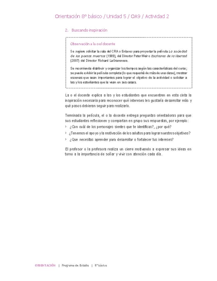 Orientación 8° básico-Unidad 5-OA9-Actividad 2 Orientación 8° básico-Unidad 5-OA9-Actividad 2