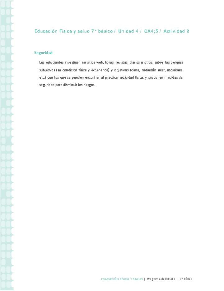 Educación Física 7° básico-Unidad 4-OA4;5-Actividad 2 Educación Física 7° básico-Unidad 4-OA4;5-Actividad 2