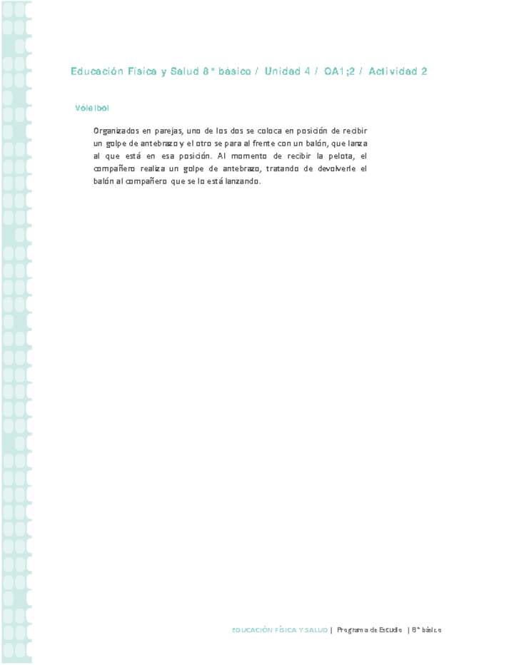 Educación Física 8° básico-Unidad 4-OA1;2-Actividad 2 Educación Física 8° básico-Unidad 4-OA1;2-Actividad 2