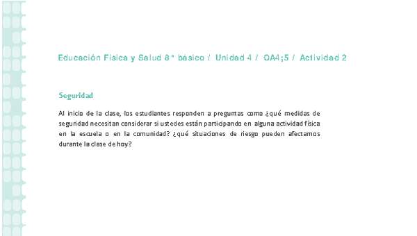 Educación Física 8° básico-Unidad 4-OA4;5-Actividad 2 Educación Física 8° básico-Unidad 4-OA4;5-Actividad 2