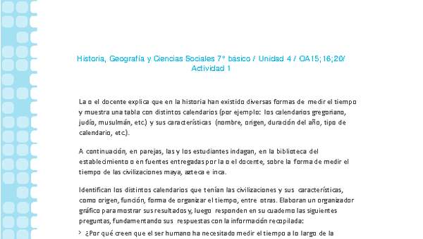 Historia 7° básico-Unidad 4-OA15;16;20-Actividad 1 Historia 7° básico-Unidad 4-OA15;16;20-Actividad 1