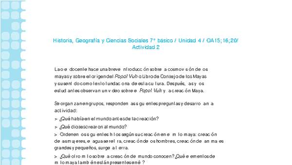 Historia 7° básico-Unidad 4-OA15;16;20-Actividad 2 Historia 7° básico-Unidad 4-OA15;16;20-Actividad 2
