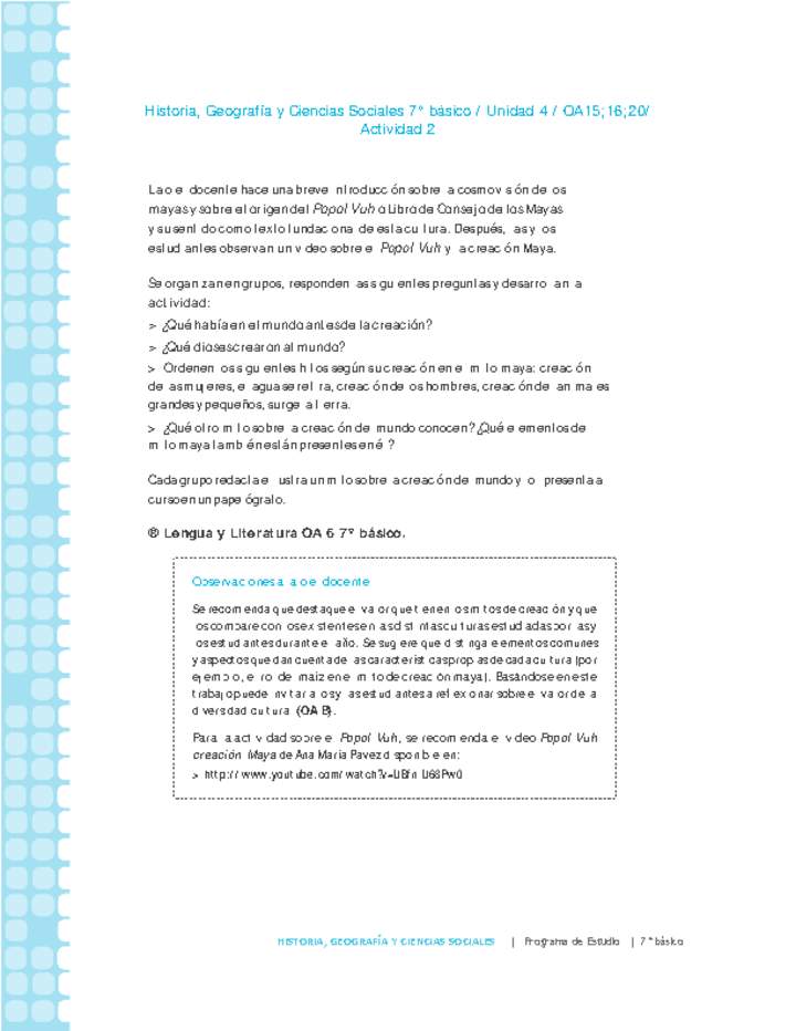 Historia 7° básico-Unidad 4-OA15;16;20-Actividad 2 Historia 7° básico-Unidad 4-OA15;16;20-Actividad 2