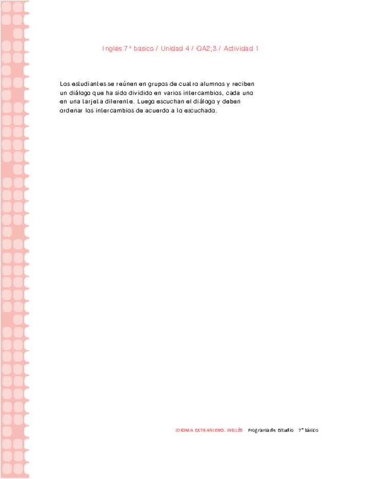 Inglés 7° básico-Unidad 4-OA2;3-Actividad 1 Inglés 7° básico-Unidad 4-OA2;3-Actividad 1