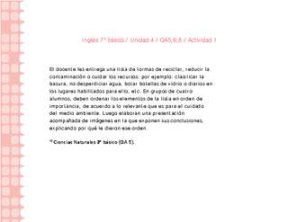 Inglés 7° básico-Unidad 4-OA5;6;8-Actividad 1 Inglés 7° básico-Unidad 4-OA5;6;8-Actividad 1