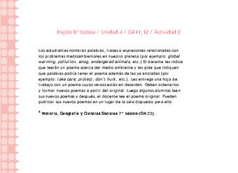 Inglés 8° básico-Unidad 4-OA11;12-Actividad 2 Inglés 8° básico-Unidad 4-OA11;12-Actividad 2