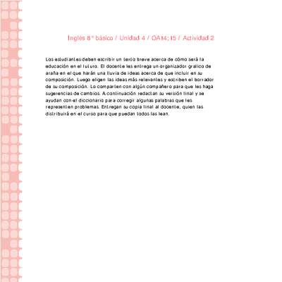 Inglés 8° básico-Unidad 4-OA14;15-Actividad 2 Inglés 8° básico-Unidad 4-OA14;15-Actividad 2