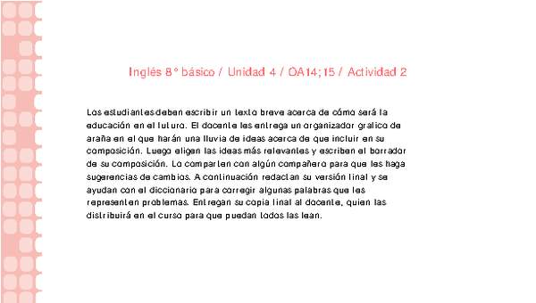 Inglés 8° básico-Unidad 4-OA14;15-Actividad 2 Inglés 8° básico-Unidad 4-OA14;15-Actividad 2