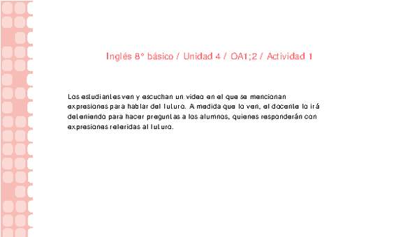 Inglés 8° básico-Unidad 4-OA1;2-Actividad 1 Inglés 8° básico-Unidad 4-OA1;2-Actividad 1