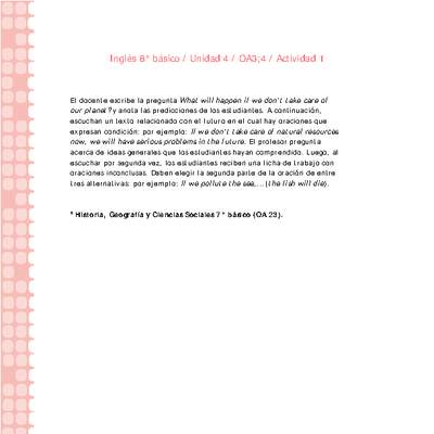 Inglés 8° básico-Unidad 4-OA3;4-Actividad 1 Inglés 8° básico-Unidad 4-OA3;4-Actividad 1
