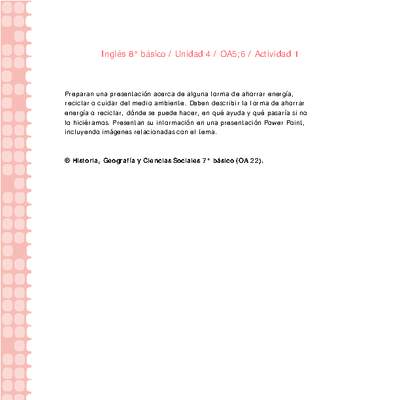 Inglés 8° básico-Unidad 4-OA5;6-Actividad 1 Inglés 8° básico-Unidad 4-OA5;6-Actividad 1
