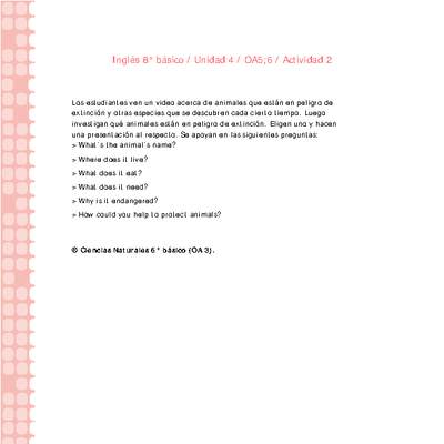 Inglés 8° básico-Unidad 4-OA5;6-Actividad 2 Inglés 8° básico-Unidad 4-OA5;6-Actividad 2
