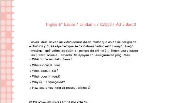 Inglés 8° básico-Unidad 4-OA5;6-Actividad 2 Inglés 8° básico-Unidad 4-OA5;6-Actividad 2