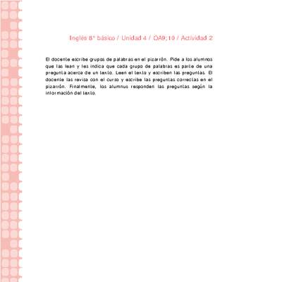 Inglés 8° básico-Unidad 4-OA9;10-Actividad 2 Inglés 8° básico-Unidad 4-OA9;10-Actividad 2