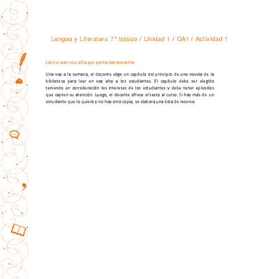 Lengua y Literatura 7° básico-Unidad 1-OA1-Actividad 1 Lengua y Literatura 7° básico-Unidad 1-OA1-Actividad 1