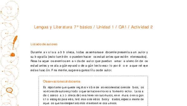 Lengua y Literatura 7° básico-Unidad 1-OA1-Actividad 2 Lengua y Literatura 7° básico-Unidad 1-OA1-Actividad 2