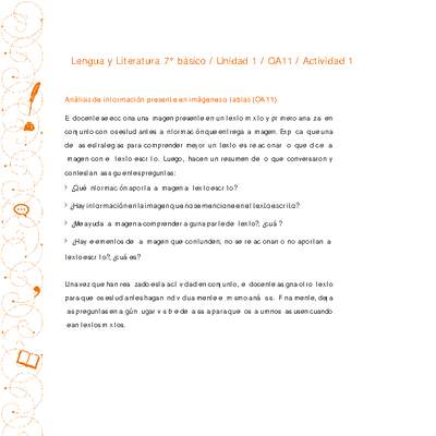 Lengua y Literatura 7° básico-Unidad 1-OA11-Actividad 1 Lengua y Literatura 7° básico-Unidad 1-OA11-Actividad 1