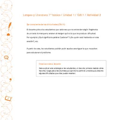Lengua y Literatura 7° básico-Unidad 1-OA11-Actividad 2 Lengua y Literatura 7° básico-Unidad 1-OA11-Actividad 2