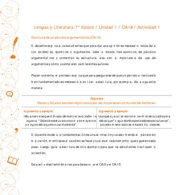 Lengua y Literatura 7° básico-Unidad 1-OA14-Actividad 1 Lengua y Literatura 7° básico-Unidad 1-OA14-Actividad 1