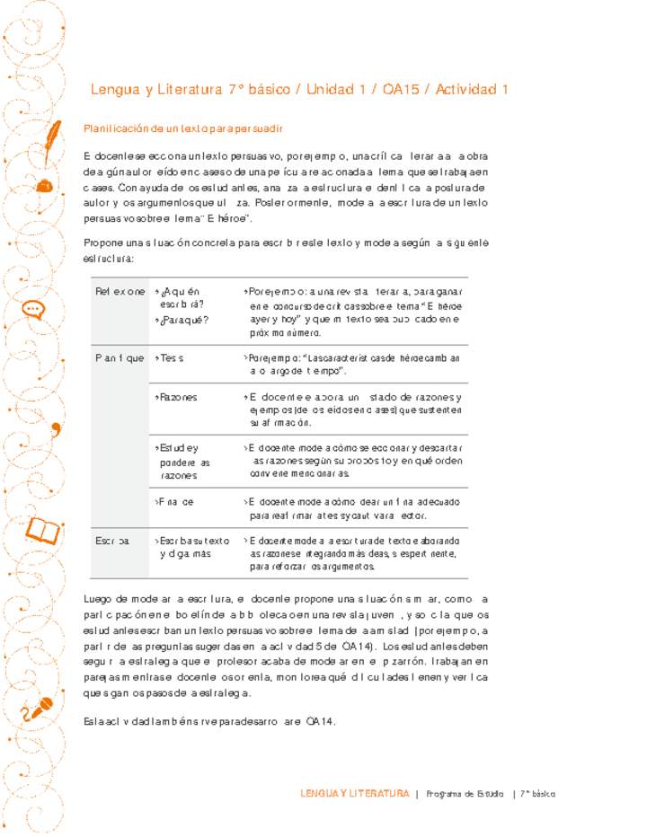 Lengua y Literatura 7° básico-Unidad 1-OA15-Actividad 1 Lengua y Literatura 7° básico-Unidad 1-OA15-Actividad 1
