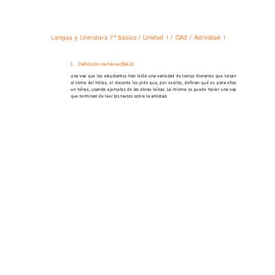 Lengua y Literatura 7° básico-Unidad 1-OA2-Actividad 1 Lengua y Literatura 7° básico-Unidad 1-OA2-Actividad 1