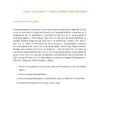 Lengua y Literatura 7° básico-Unidad 1-OA3-Actividad 1 Lengua y Literatura 7° básico-Unidad 1-OA3-Actividad 1