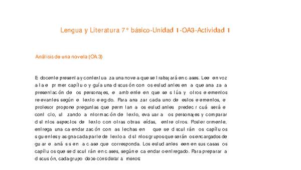 Lengua y Literatura 7° básico-Unidad 1-OA3-Actividad 1 Lengua y Literatura 7° básico-Unidad 1-OA3-Actividad 1