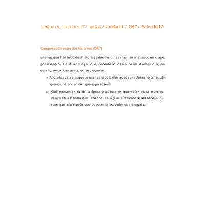 Lengua y Literatura 7° básico-Unidad 1-OA7-Actividad 2 Lengua y Literatura 7° básico-Unidad 1-OA7-Actividad 2