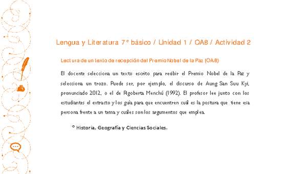 Lengua y Literatura 7° básico-Unidad 1-OA8-Actividad 2 Lengua y Literatura 7° básico-Unidad 1-OA8-Actividad 2