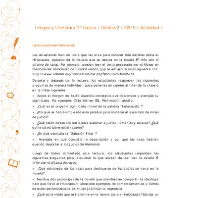Lengua y Literatura 7° básico-Unidad 2-OA10-Actividad 1 Lengua y Literatura 7° básico-Unidad 2-OA10-Actividad 1