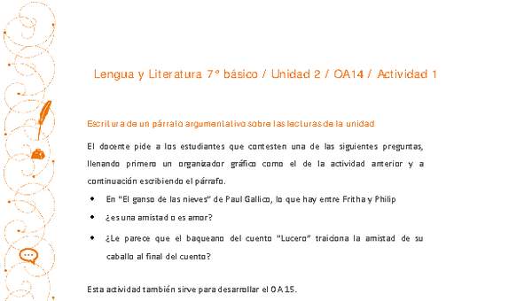 Lengua y Literatura 7° básico-Unidad 2-OA14-Actividad 1 Lengua y Literatura 7° básico-Unidad 2-OA14-Actividad 1