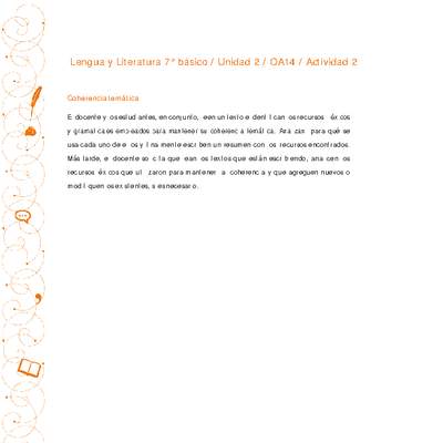 Lengua y Literatura 7° básico-Unidad 2-OA14-Actividad 2 Lengua y Literatura 7° básico-Unidad 2-OA14-Actividad 2