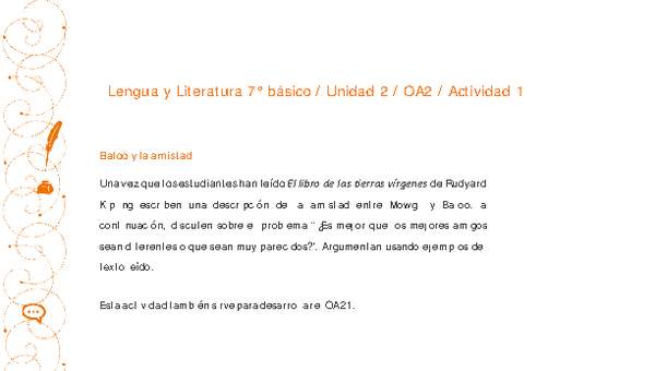 Lengua y Literatura 7° básico-Unidad 2-OA2-Actividad 1 Lengua y Literatura 7° básico-Unidad 2-OA2-Actividad 1