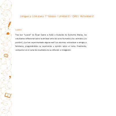 Lengua y Literatura 7° básico-Unidad 2-OA2-Actividad 2 Lengua y Literatura 7° básico-Unidad 2-OA2-Actividad 2