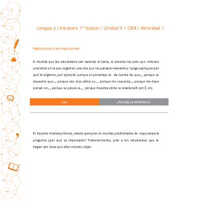 Lengua y Literatura 7° básico-Unidad 2-OA3-Actividad 1 Lengua y Literatura 7° básico-Unidad 2-OA3-Actividad 1
